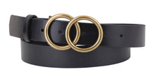 Load image into Gallery viewer, Double Circle OverlapBuckle Leather Belt
