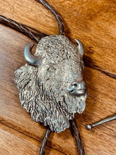 Load image into Gallery viewer, Buffalo Bolo Tie Necklace Signed by artist A. Goldstein
