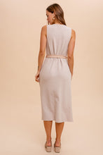 Load image into Gallery viewer, LACE UP SLEEVELESS BELTED MIDI DRESS
