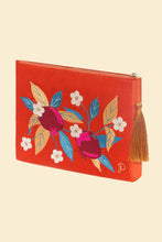 Load image into Gallery viewer, Velvet Zip Pouch - Pomegranate in Tangerine
