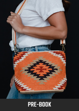 Load image into Gallery viewer, Orange, White &amp; Red Aztec Crossbody
