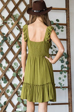 Load image into Gallery viewer, Curvy Ruched Waist Ruffled Sleeveless Dress
