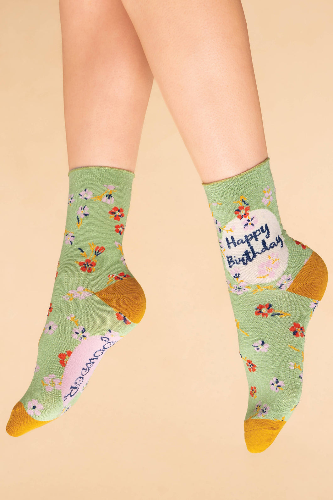 Happy Birthday Ankle Socks - Sage