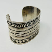 Load image into Gallery viewer, Navajo Sterling Silver Cuff with Domed Rows and Hand Stamping

