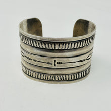 Load image into Gallery viewer, Navajo Sterling Silver Cuff with Domed Rows and Hand Stamping
