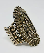 Load image into Gallery viewer, Stunning Heavy Silver Cuff w Repousse&#39; and 5 Hand-Pulled Wire Shank
