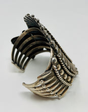 Load image into Gallery viewer, Stunning Heavy Silver Cuff w Repousse&#39; and 5 Hand-Pulled Wire Shank

