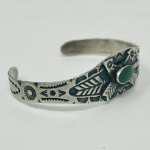 Load image into Gallery viewer, Fred Harvey Era Sterling Silver Cuff w Turquoise Stone
