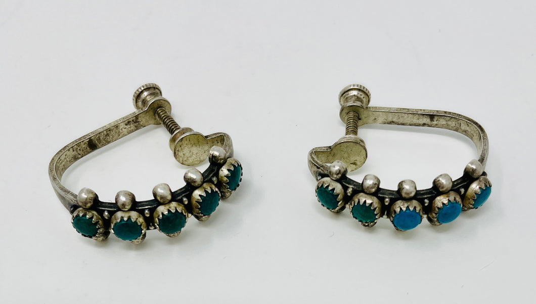 Sterling Silver Turquoise Row Earrings
