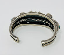 Load image into Gallery viewer, Navajo Sterling Silver Cluster Cuff w 7 Beautiful Turquoise Cobachons
