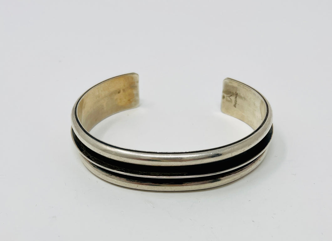 Sterling Silver Cuff with Narrow Raised Center