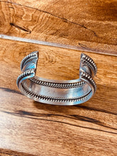 Load image into Gallery viewer, Old Pawn Navajo Sterling Silver Hand Stamped Twisted Rope cuff Bracelet
