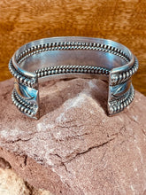 Load image into Gallery viewer, Old Pawn Navajo Sterling Silver Hand Stamped Twisted Rope cuff Bracelet
