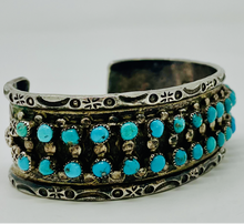 Load image into Gallery viewer, Turquoise Cluster Cuff - 2 rows
