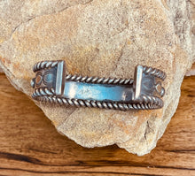 Load image into Gallery viewer, Old Pawn Navajo Sterling Silver Cuff Bracelet with 7 Turquoise stones
