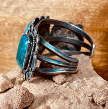 Load image into Gallery viewer, Navajo Tri Shank Cuff Bracelet accented with 3 Turquoise Stones
