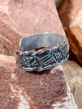 Load image into Gallery viewer, Navajo Silver Cuff Bracelet with Cross Overlays
