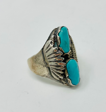 Load image into Gallery viewer, Ring with 2 Turquoise Stones
