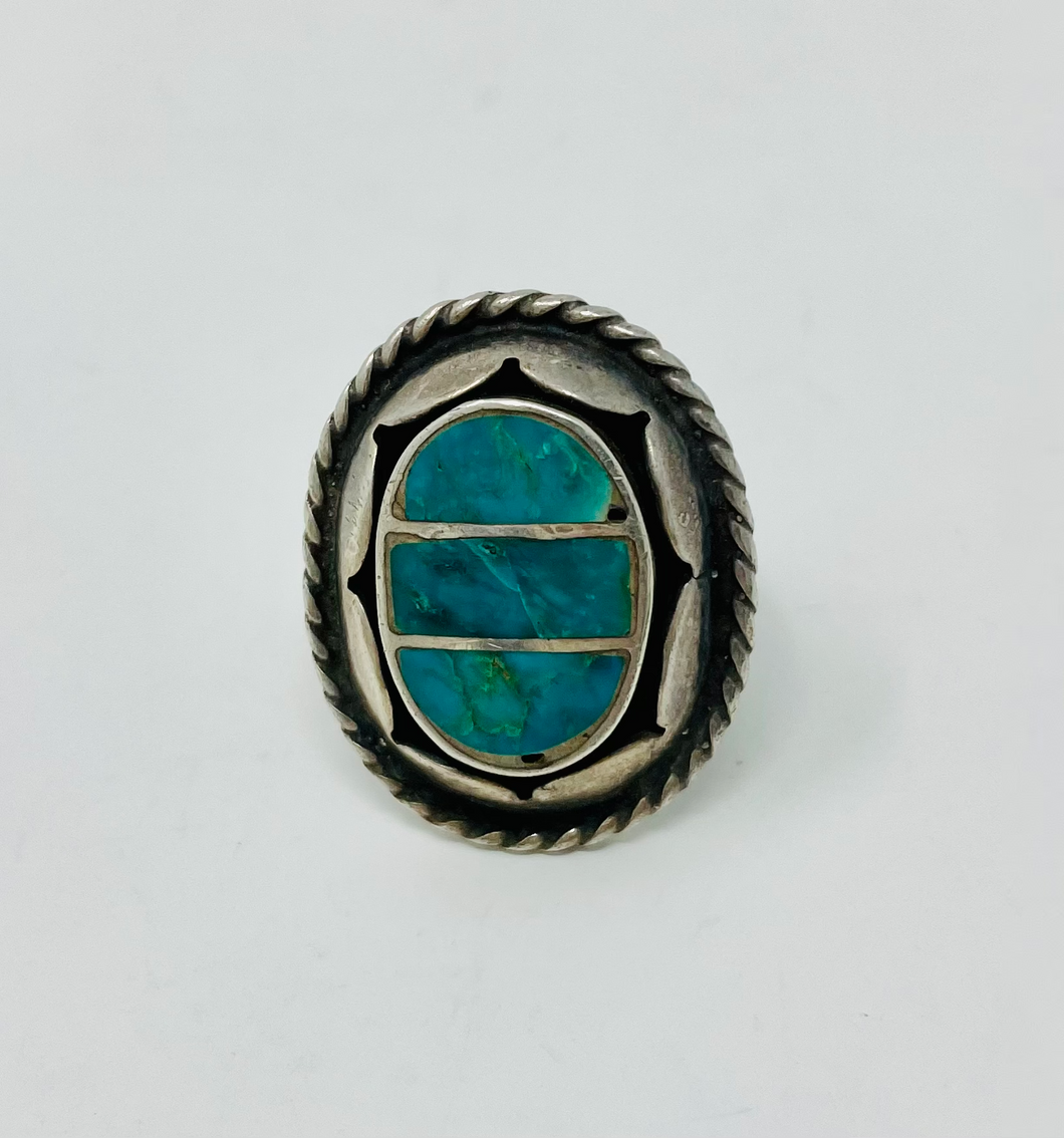 Zuni Ring with Turquoise Inlays