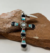 Load image into Gallery viewer, Zuni Cross Pendant w Inlays
