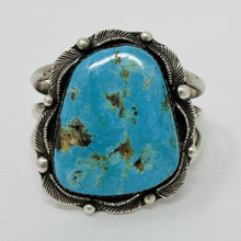 Load image into Gallery viewer, Heavy Navajo Cuff with Large Turquoise Cabochon

