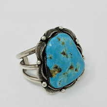 Load image into Gallery viewer, Heavy Navajo Cuff with Large Turquoise Cabochon
