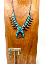Load image into Gallery viewer, Zuni Turquoise Squash Blossom Necklace Set

