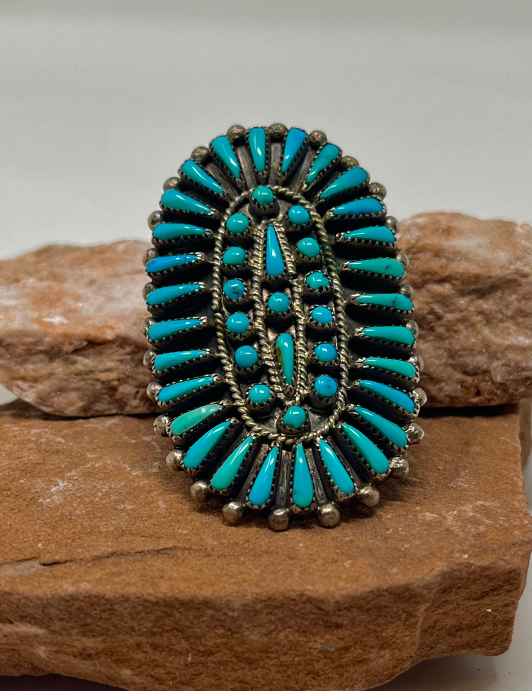 Zuni petite point natural turquoise ring