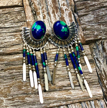 Load image into Gallery viewer, Azurite and Opal Sterling Silver Earrings
