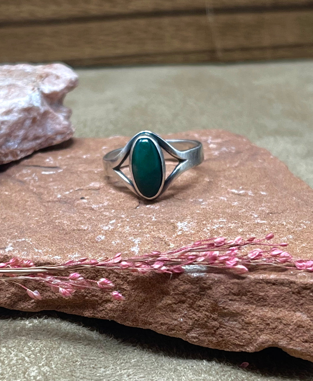Sterling Silver w/ Green Stone Ring