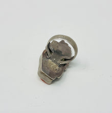 Load image into Gallery viewer, Navajo Ring with Coral and Stamped Embelishment
