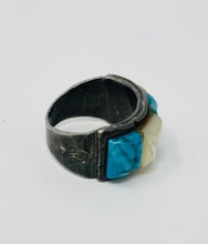 Load image into Gallery viewer, Zuni Inlay Ring with Mother of Pearl and Turquoise
