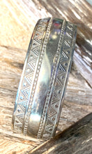 Load image into Gallery viewer, Navajo Sterling Silver Cuff w/ Hammered  Classic Geometric Pattern
