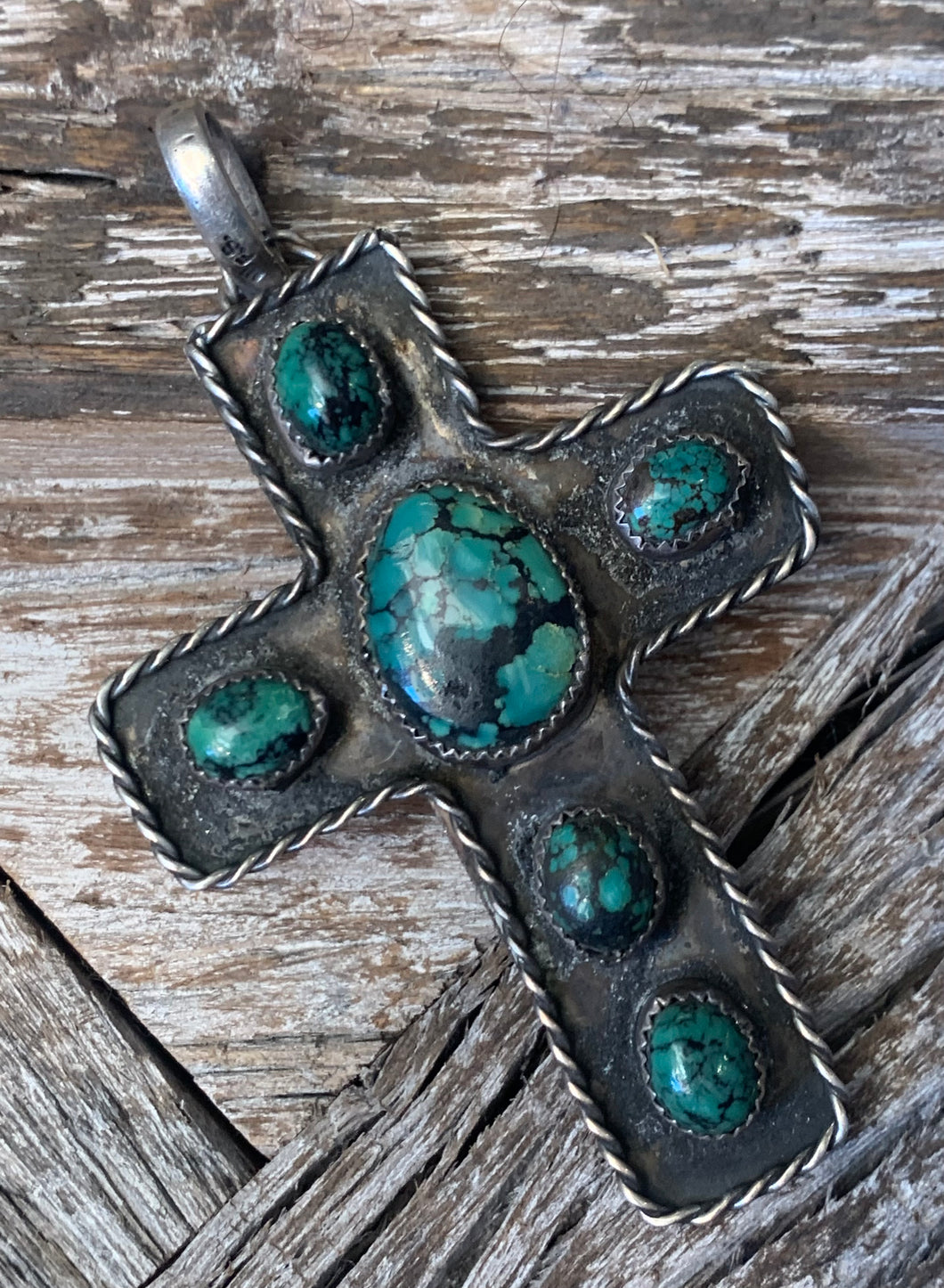 Cross Pendant w/ 6 Turquoise Stones