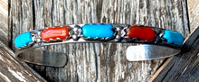 Load image into Gallery viewer, Zuni Coral &amp; Turquoise Cuff
