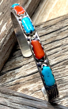 Load image into Gallery viewer, Zuni Coral &amp; Turquoise Cuff
