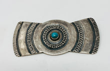 Load image into Gallery viewer, Navajo Pin with Hand Stamps and Turquoise Snake Eye
