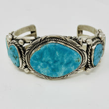 Load image into Gallery viewer, Exquisite Navajo Cuff with 5 Turquoise Cobachans
