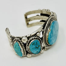 Load image into Gallery viewer, Exquisite Navajo Cuff with 5 Turquoise Cobachans
