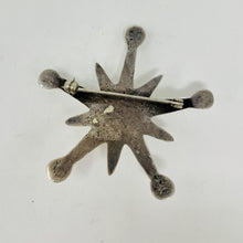 Load image into Gallery viewer, Navajo Sterling Star Pin with Turquoise Cabochon
