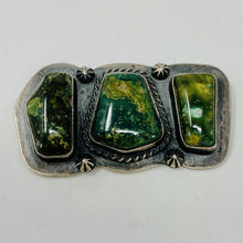 Load image into Gallery viewer, Navajo Sterling Pin with 3 Turquoise Cabochons

