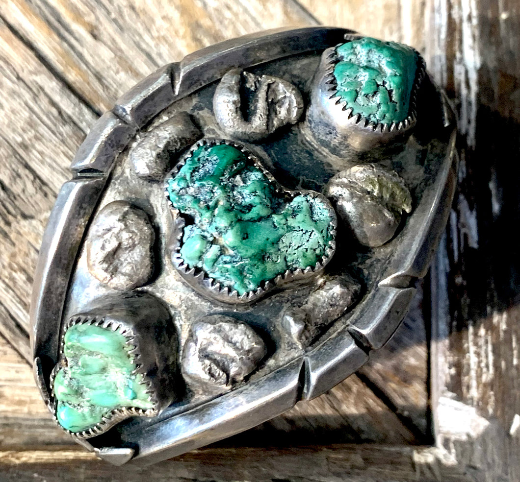 Chunky Nugget Green Turquoise Cuff