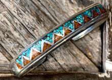 Load image into Gallery viewer, Zuni Turquoise and Coral Cuff
