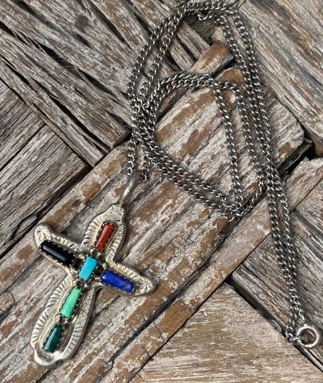 Zuni Multi Stone Cross Necklace