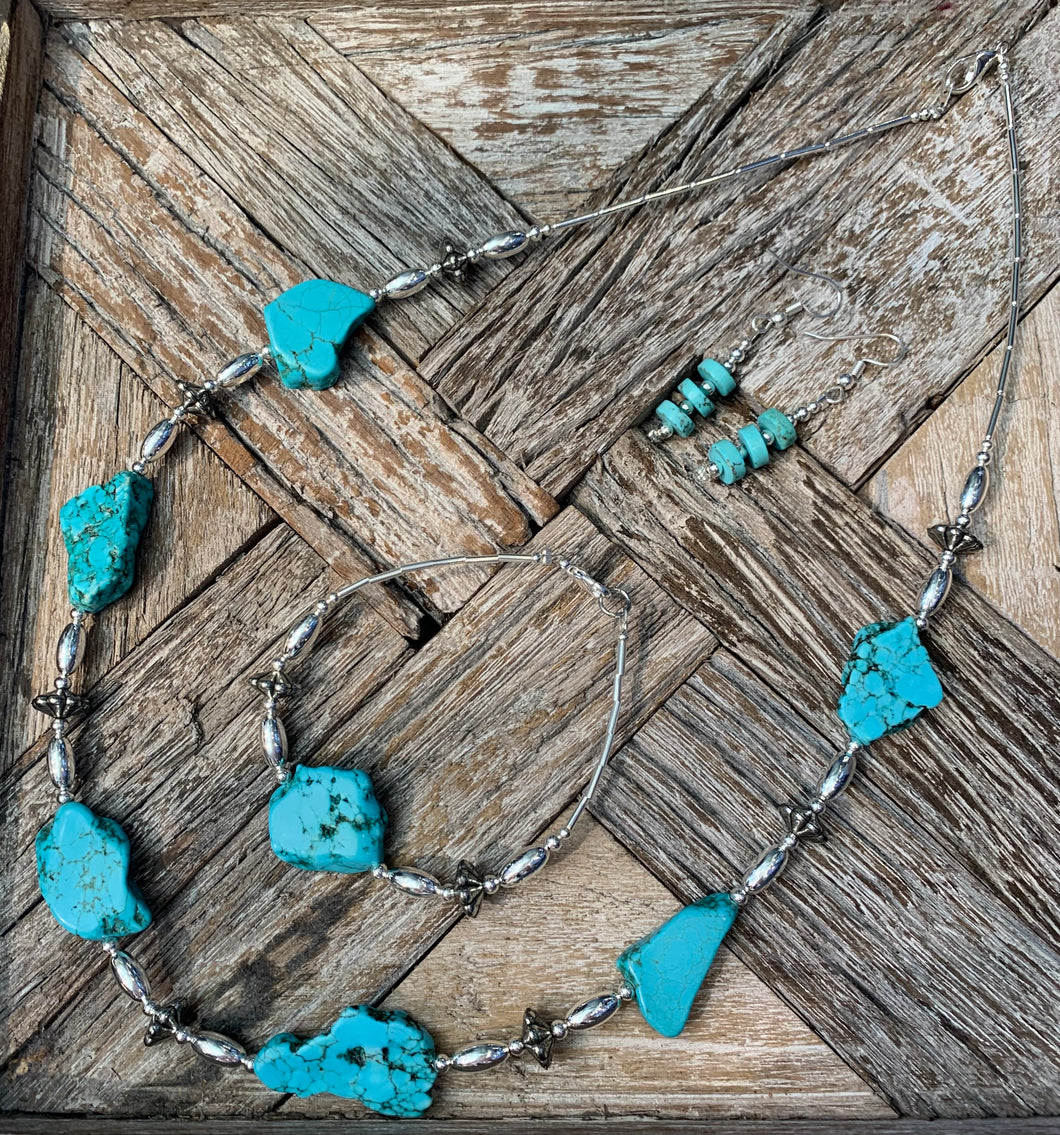 Rough Cut Turquoise Necklace Set