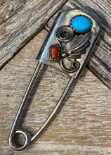 Load image into Gallery viewer, Turquoise &amp; Coral Safety Pin
