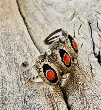 Load image into Gallery viewer, Navajo Shadow Box Cuff with Coral
