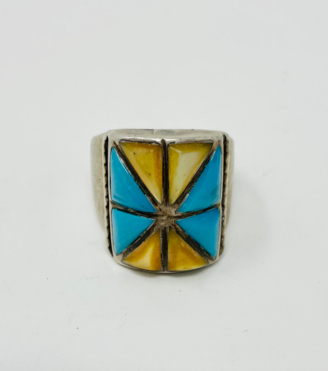 Silver Ring with inlay - square
