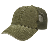 Load image into Gallery viewer, Enzyme Washed Slub Cotton Mesh Back Cap (Olive)
