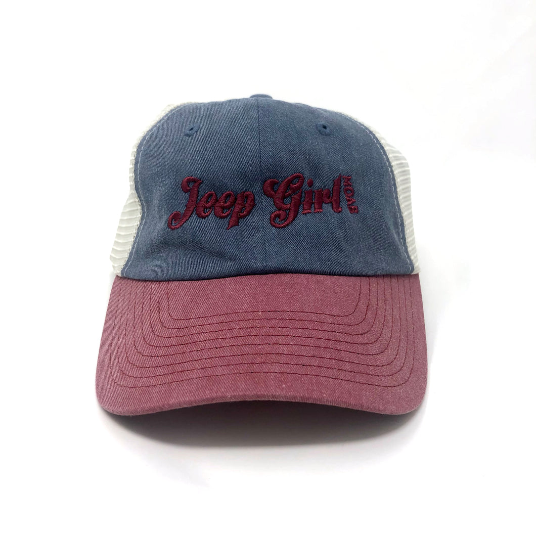 Trucker Cap - Navy/Cardinal/Stone-Dyed